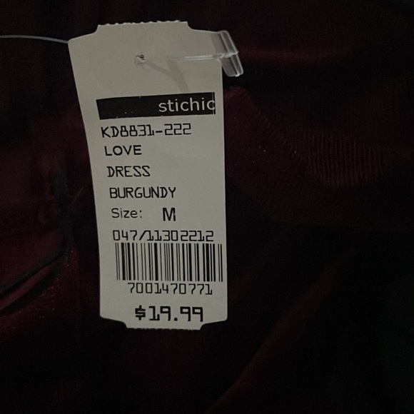 Burgundy, velvet dress L - Picture 3 of 3